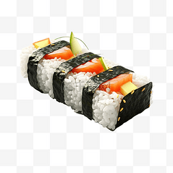 3d 渲染一个带有寿司的米卷，其上