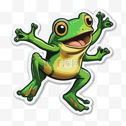 青蛙跳图片_显示一只青蛙在空中跳跃的贴纸 