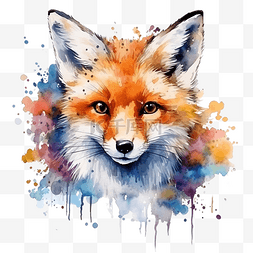 毛茸茸的狐狸图片_可爱的狐狸肖像水彩