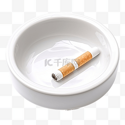 白色烟灰缸与香烟工作室摄影关闭