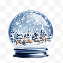 圣诞快乐，地球球装饰着驯鹿和蓝