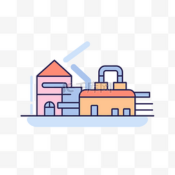 建筑和工厂矢量线图标