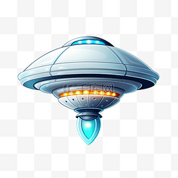 ufo 外星飞船着陆孤立卡通插画风