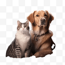 可爱猫狗宠物图片_一只狗和一只猫一起坐在圣诞树附