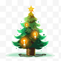 树上木瓜树上图片_圣诞树灯