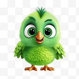 绿色可爱小鸟图片_绿色的小鸟卡通人物