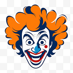 蓝色马戏团图片_小丑脸橙色蓝色头发微笑轮廓