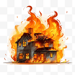 着火的房子图片_房子着火
