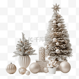 边框扁图片_白桌上有圣诞配件和树的组合物