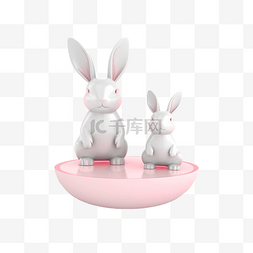 白色和粉色图片_白色和粉色兔子舞台产品展示 3d 