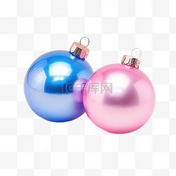 蓝色粉红色图片_闪亮的圣诞蓝色和粉色球，用于装