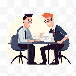 一张桌子卡通图片_咨询剪贴画 两个商人坐在一张桌