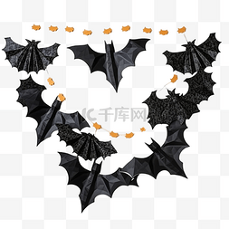 不织布diy图片_万圣节装饰用塑料蝙蝠的顶视图