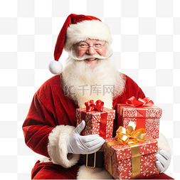 圣诞老人和卡片图片_圣诞老人和彩色礼品盒