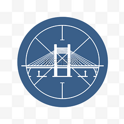 桥图标图片_带有蓝色桥图标和蓝色轮廓的白色