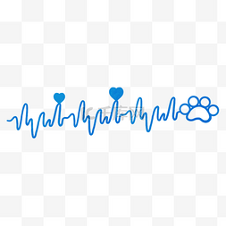 频率向量图片_情人节心跳线猫横图蓝色