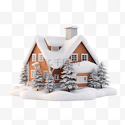 蓝色雪房子图片_有雪的房子