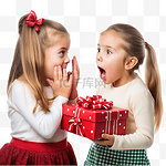 两个女孩打电话给圣诞老人要更好的圣诞礼物