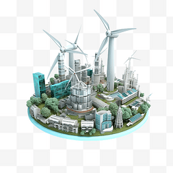3d 插图能源系统可再生能源