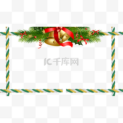 圣诞节糖果边框横图方形铃铛装饰