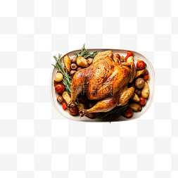 餐桌鸡肉图片_平躺的感恩节餐桌，配有烤鸡和其