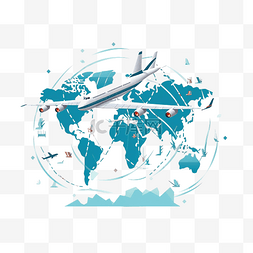 世界各地图片_飞机在世界各地飞行插图以最小的