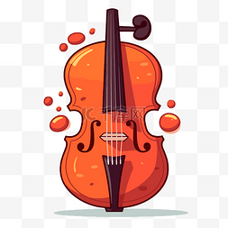 现代传统卡通风格的大提琴剪贴画
