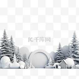 树雪景图片_3d 渲染具有复制空间的雪景场景的