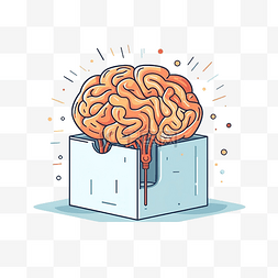 思考头脑图片_盒子里的大脑插图以最小的风格