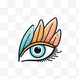 彩色线形图片_一只眼睛有五颜六色的羽毛优质矢