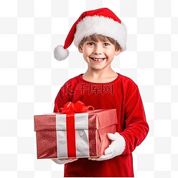 一个穿着圣诞老人服装的小孩在圣