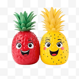 可爱水果素材图片_玩具草莓和菠萝