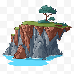 一个有岩石的岛屿的悬崖剪贴画卡