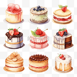 水彩咖啡店图片_水彩蛋糕剪贴画面包甜点