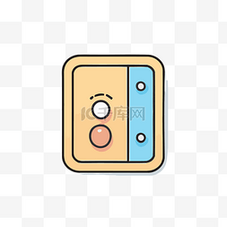 按钮样式图片_带棕色按钮的蓝色和黄色安全门 