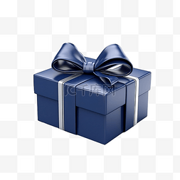 卡片形式的图片_深蓝色礼盒，以蝴蝶结形式的蓝色