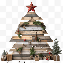 雪墙图片_用木板制作的 diy 圣诞树作为户外