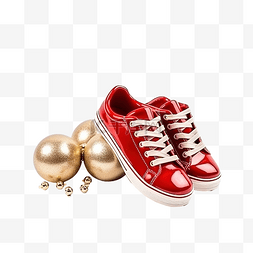 红金装饰图片_圣诞装饰品概念圣诞鞋和装饰品