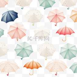 米袋包装图片_无缝背景与柔和的彩色雨伞