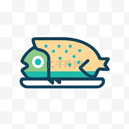 盘子里的鱼的图标 向量