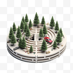 迷宫帮助有圣诞树的汽车找到通往