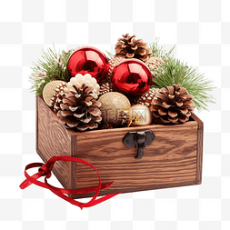 有圣诞装饰的木盒