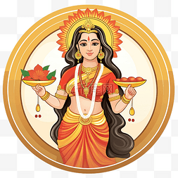 快乐 dhanteras 女神拉克萨米的插图