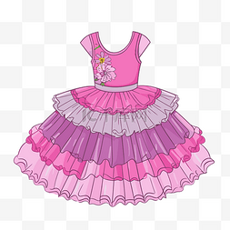 和裙子图片_粉色和紫色连衣裙卡通的芭蕾舞短