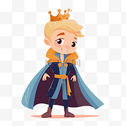 矢量插画背景图片_王子剪贴画男孩戴着王冠，穿着皇
