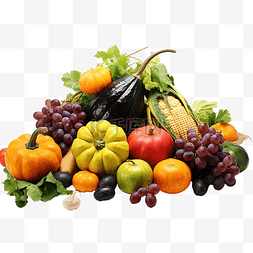 水果静物画图片_春季收获的蔬菜和水果静物画感恩