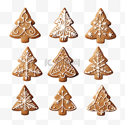 平铺食物图片_圣诞自制烘焙树形和雪花形饼干