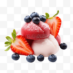 蓝莓草莓水果图片_草莓麻糬水果配巧克力和香草奶油