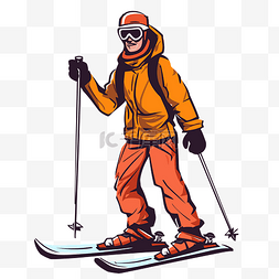复古滑雪图片_滑雪者剪贴画滑雪男性与滑雪板隔