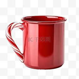 红色金属杯，配有可可和圣诞装饰
